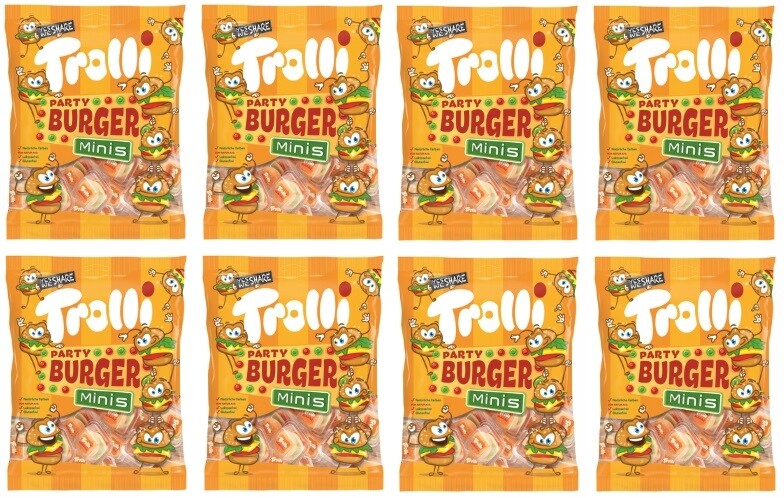 8 x 170 g Trolli Party Burger Minis Želé Bonbony ovocné Karton