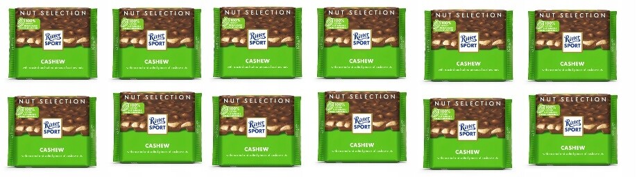 12x Ritter Sport mléčná čokoláda s kešu oříšky Karton