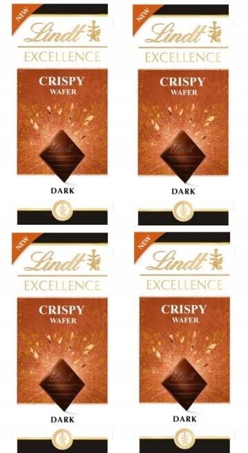 4x 100g Lindt Excellence Křupavé oplatky tmavá čokoláda