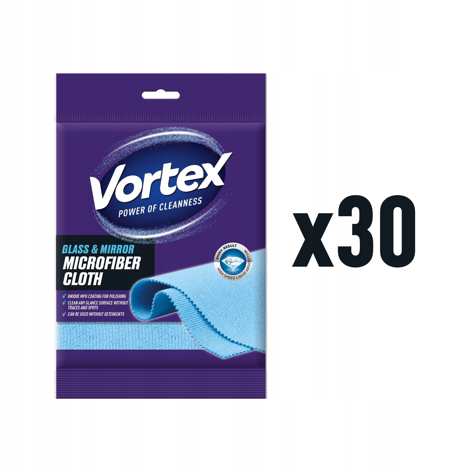 Vortex Utěrka z mikrovlákna na sklo a zrcadla, 1 Ks, sada 30 × 1 ks