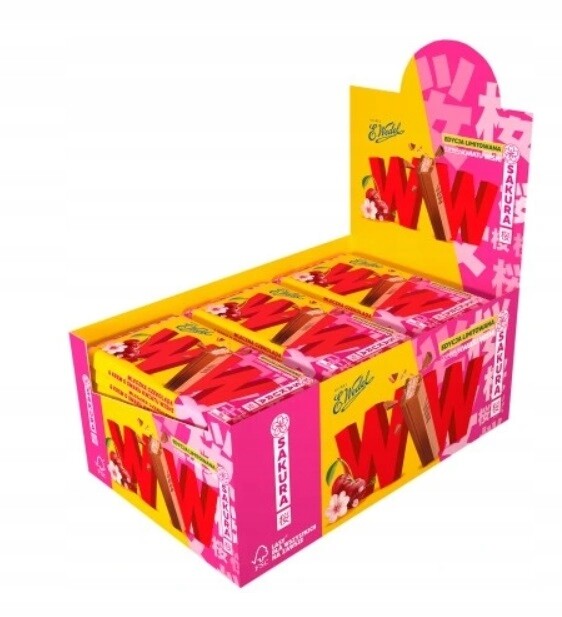 24x 47g Wedel Ww Sakura višňový květ příchutí tyčinka Oplatek v krabičce
