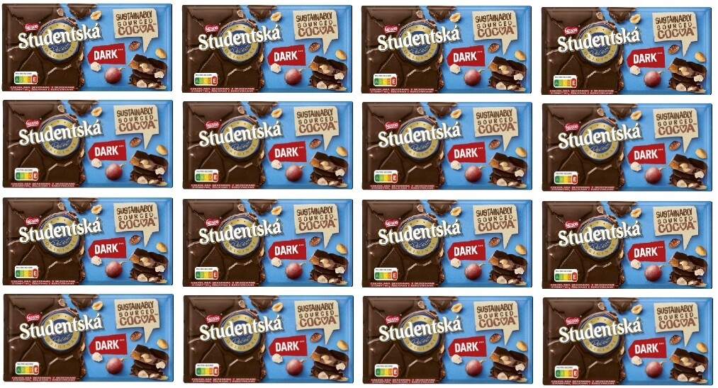 16x 170g Orion Studentska Hořká Čokoláda s oříšky želé bonbony rozinky Karton