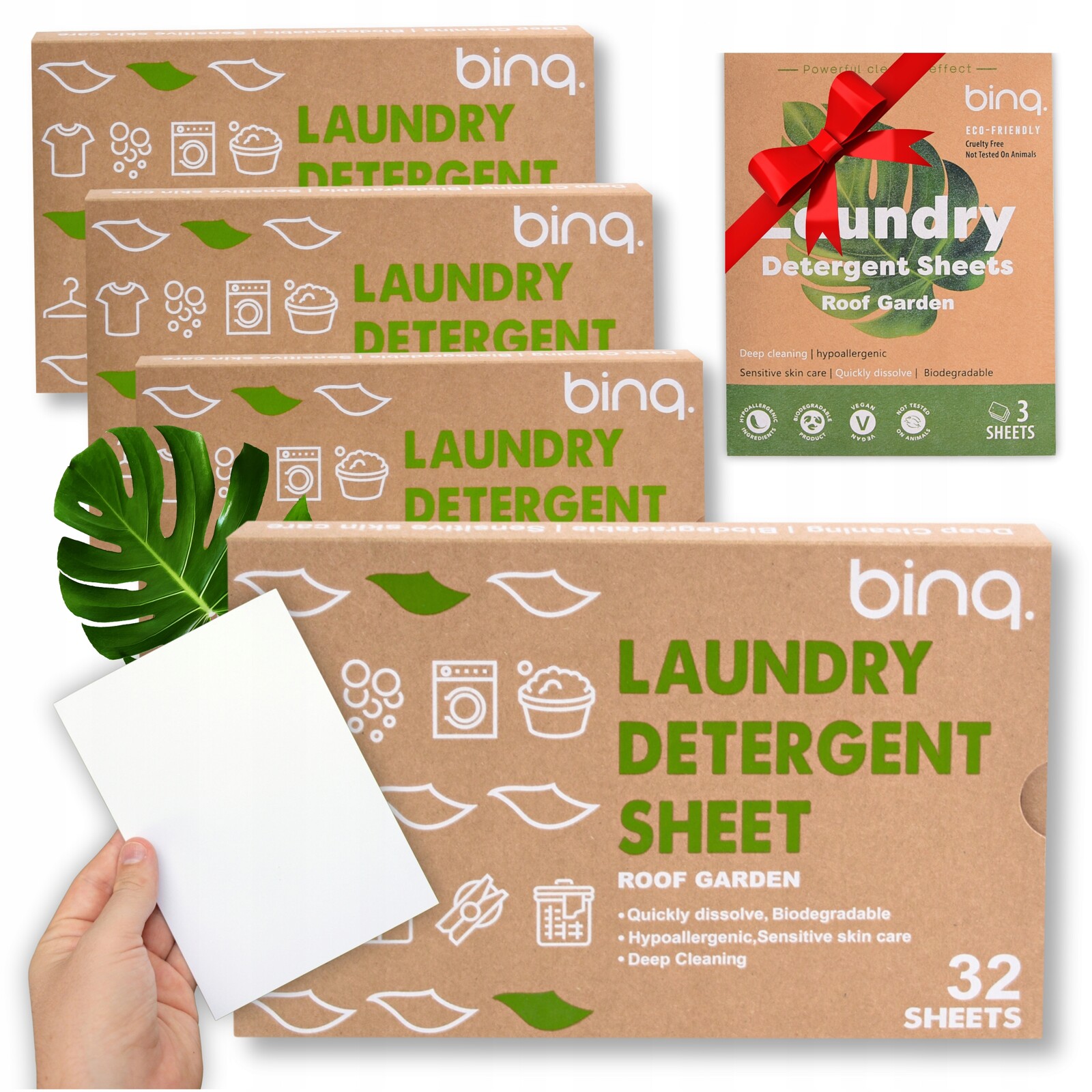 Lístky na praní x 128 Vonné Ekologické Místo Kapslí 3 Bonus