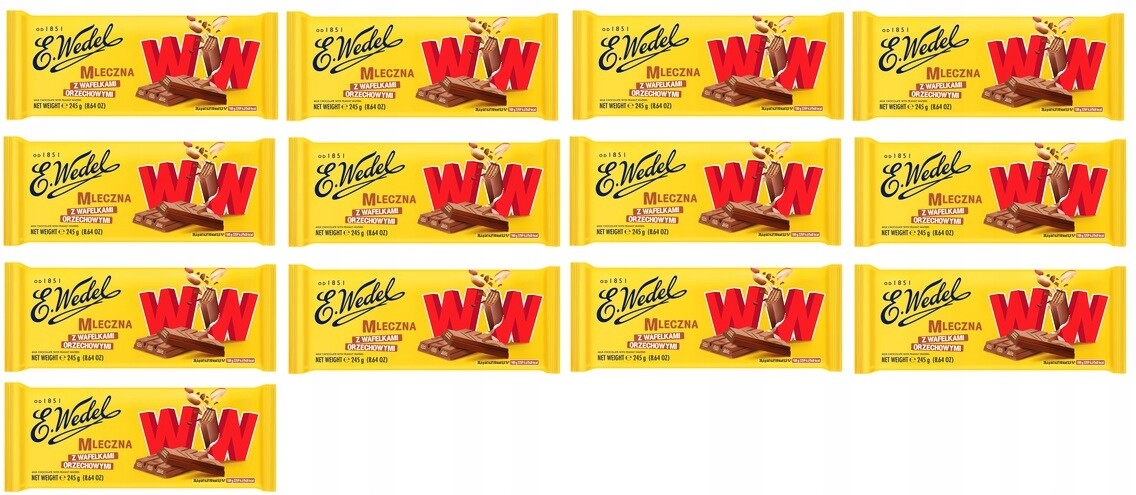 13x 245g Wedel Mléčná Čokoláda s oplatkami Ww Karton