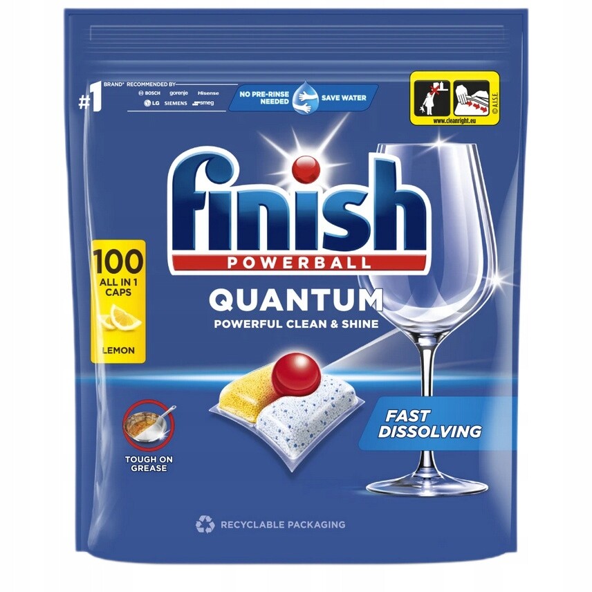 Finish Quantum Lemon kapsle do myčky nádobí All in One 100 ks