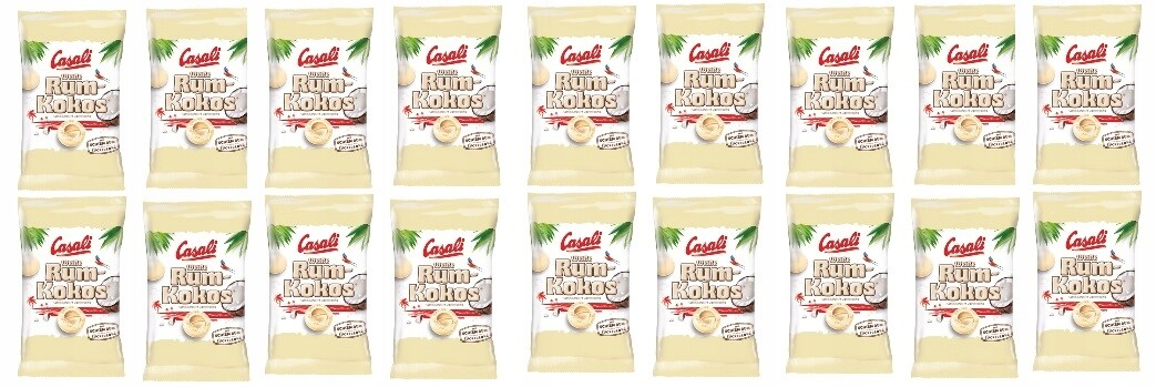 18x 100g Casali rumovo-kokosové dražé v bílé čokoládě Karton