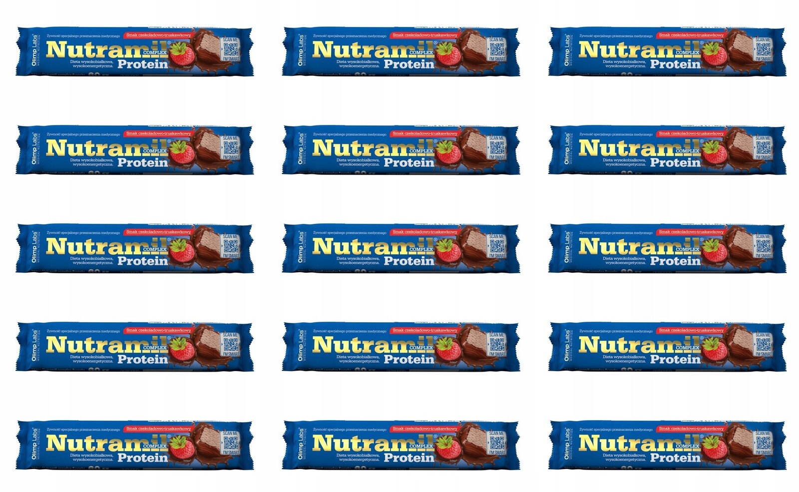 15 x 60 g Olimp Labs tyčinka Nutramil Protein čokoládovo-jahodová Karton