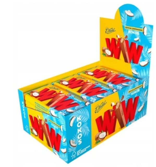 24x 47g kokosové Oplatek tyčinka Wedel Ww Karton