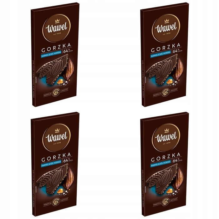 16x 90g Wawel prémiová hořká Čokoláda 64% Karamel a mořská sůl v krabičce