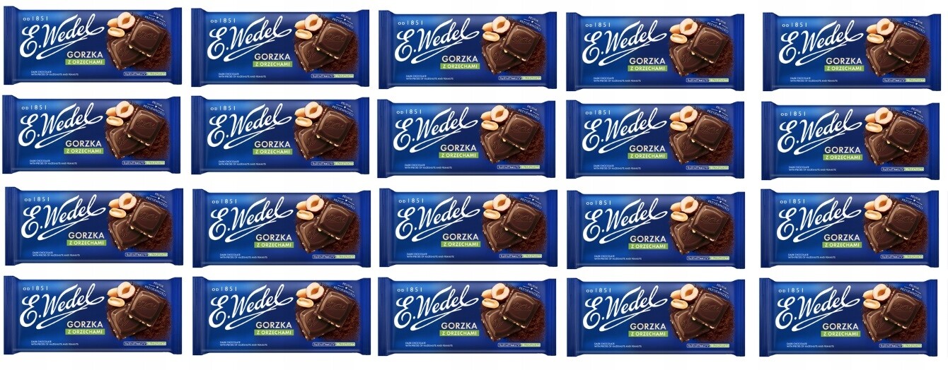 20x 90g Wedel Hořká Čokoláda s ořechy v krabičce