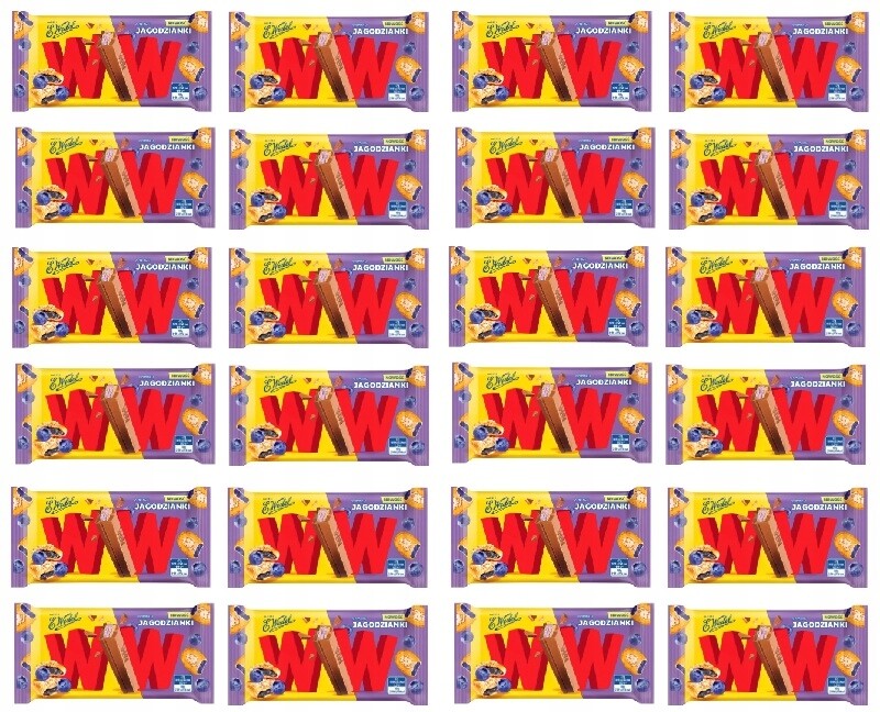 24 x 47 g E. Wedel Ww Oplatek s příchutí borůvky v mléčné čokoládě Kart