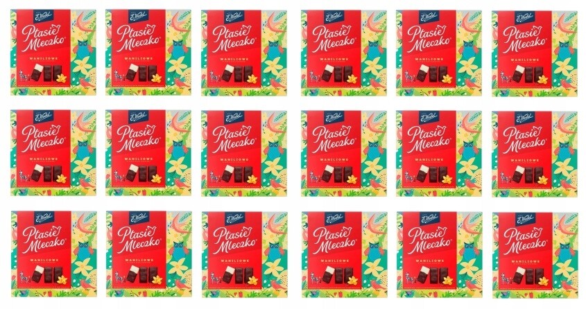 18 x 340 g Wedel Ptačí Pěnové Bonbóny Vanilkové Kartonové