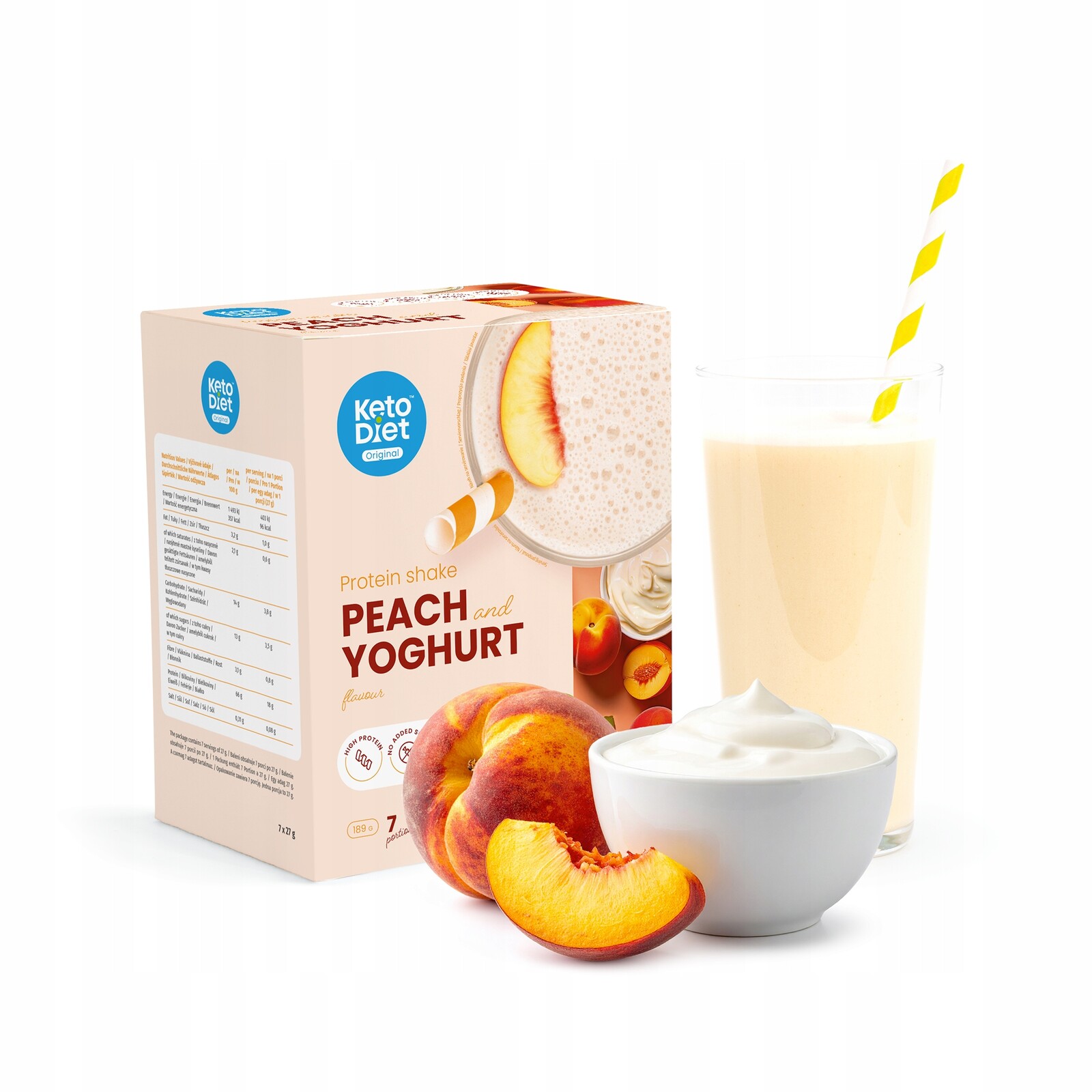 Proteinový nápoj příchuť broskev & jogurt (7 porcí)