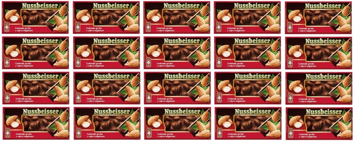 20 x 100 g Nussbeisser Hořká čokoláda s mandlemi Karton