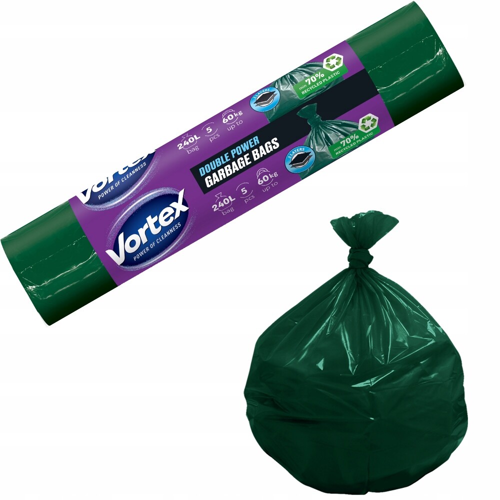 Vortex Double Power pytle na odpadky 240L zelené 5ks (9×5) 45ks