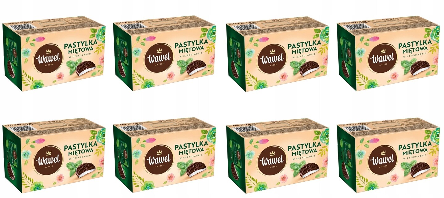 8 x 210 g Wawel mátové pastilky v čokoládě Karton