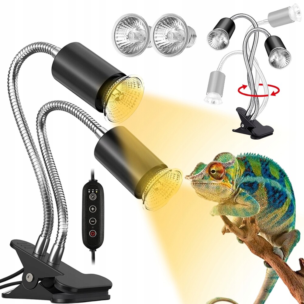 Topná Lampa Pro Plazy Dvojitá E27 25W 50W Želva Ještěrka Had