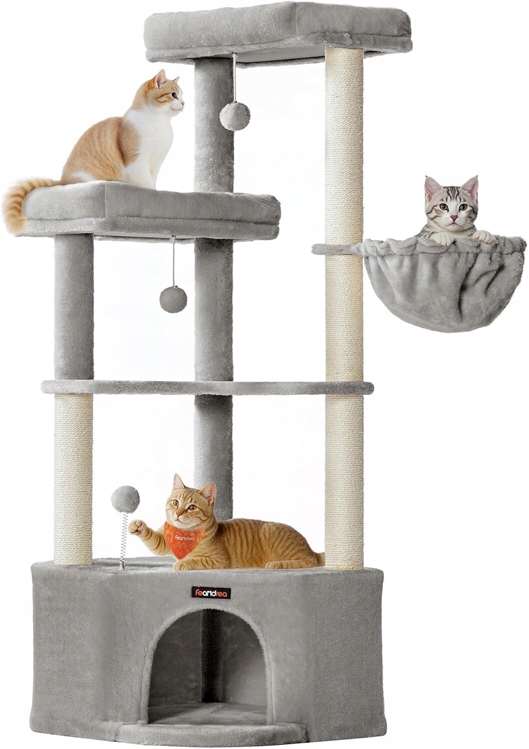Škrabadlo pro kočky Feandrea , 48,5 x 48,5 x 140,7 cm, hrací věž pro kočky