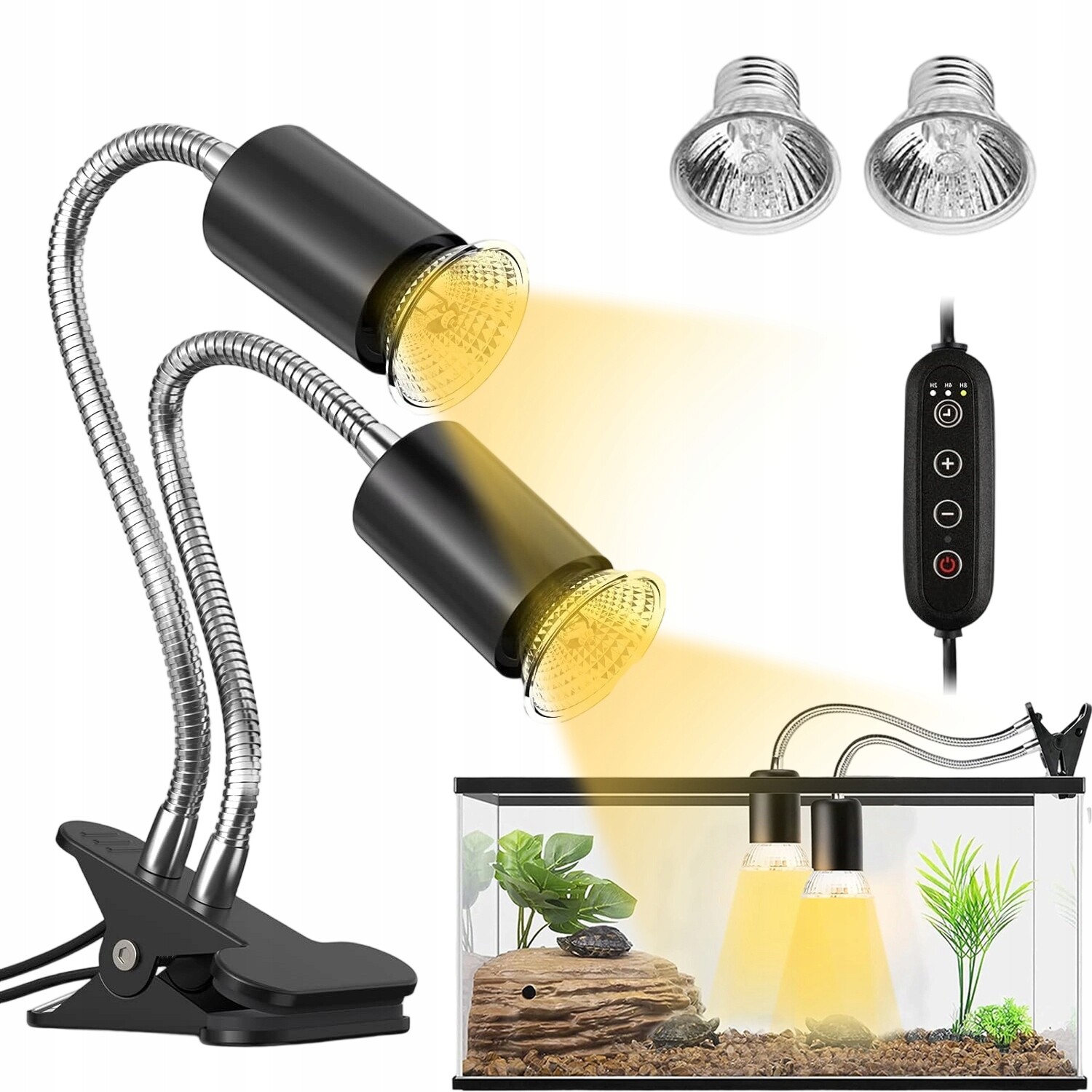 Topná Lampa Pro Plazy S Automatickým Časovačem Pro Chameleona Želva 25W 50W