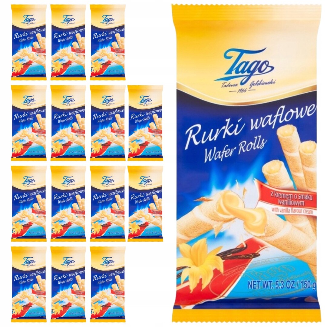Tago Vaflové trubičky s krémem a vanilkovou příchutí 150 g x 14 kusů