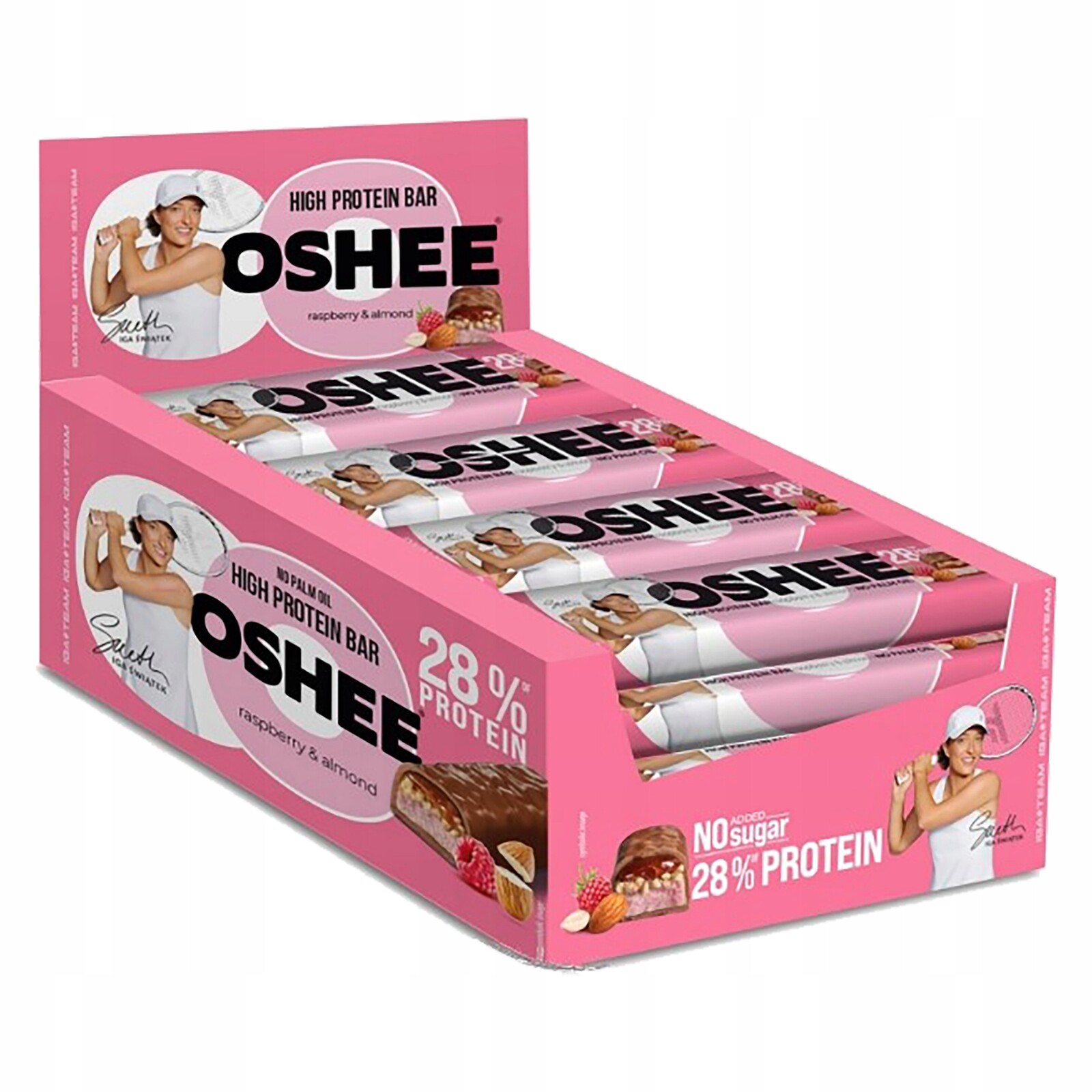 12 x 49 g Oshee Proteinová tyčinka malina a mandle Karton