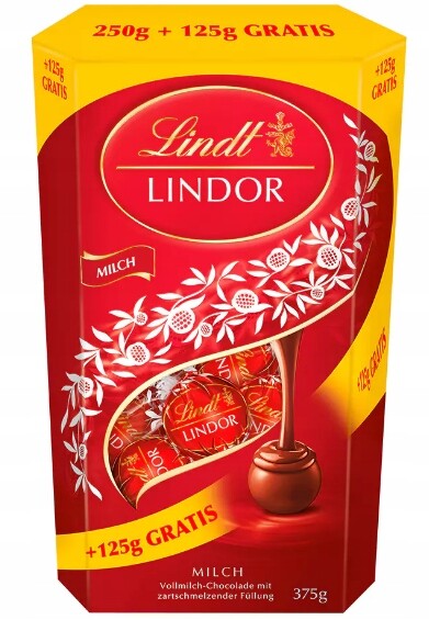 Lindt Lindor Pralinky Mléčná Čokoláda 375 g z Německa