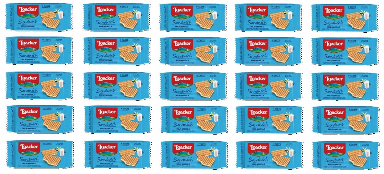 25 x 25 g Loacker Sandwich Oplatek mléčně-vanilkový Karton