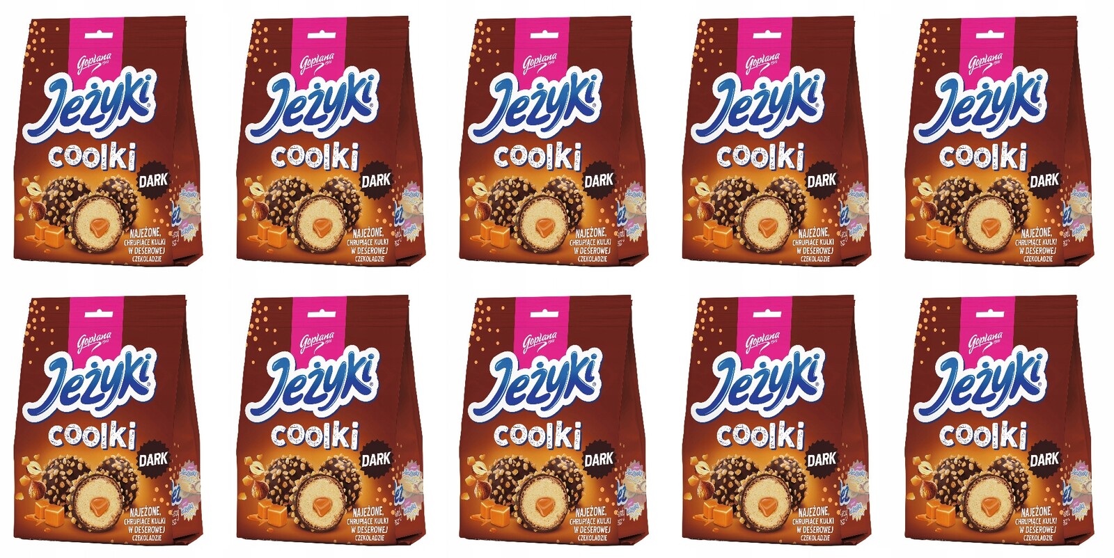 10 x 140,4 g Goplana Jeżyki Coolki Dark v čokoládě Karton