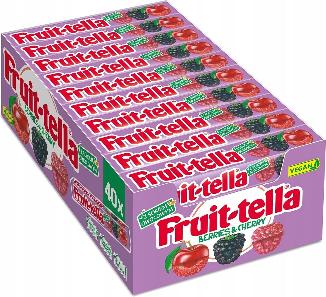 Fruittella žvýkací bonbóny s příchutí maliny, ostružiny a třešně 41g
