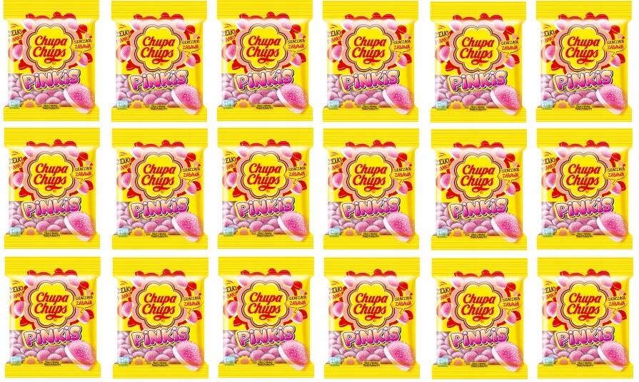 18 x 90 g Chupa Chups Pinkis jahodové želé bonbóny Karton