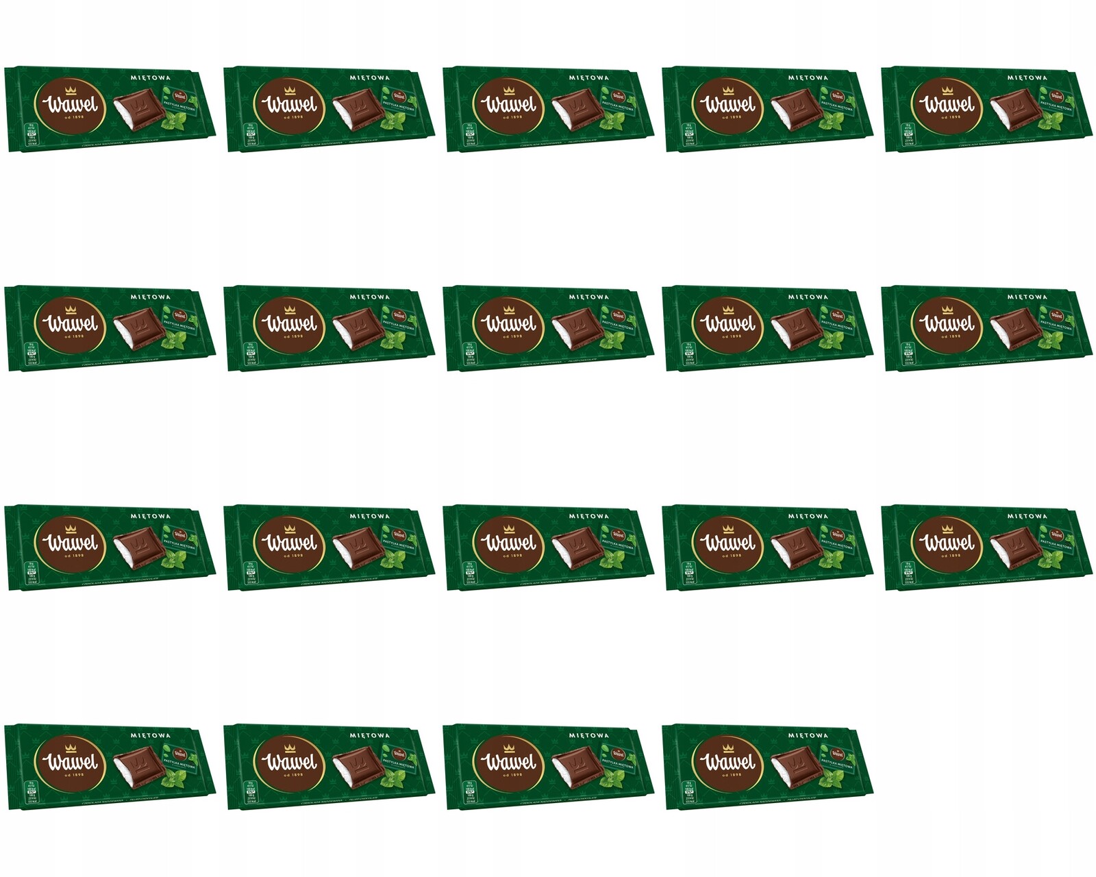 19x 90g Wawel mátová Čokoláda v krabičce