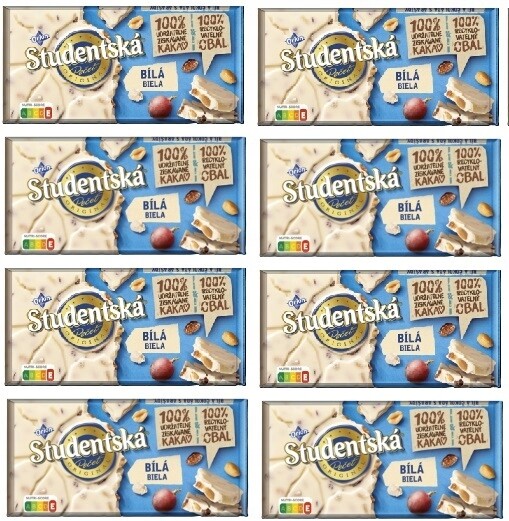8x 170g Orion Studentská Bílá čokoláda Polovice Kartonu