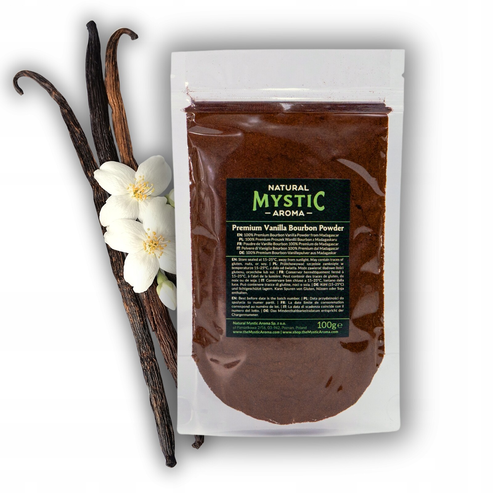 Prémiová přírodní Vanilka Bourbon z Madagaskaru mletá prášek 100 g