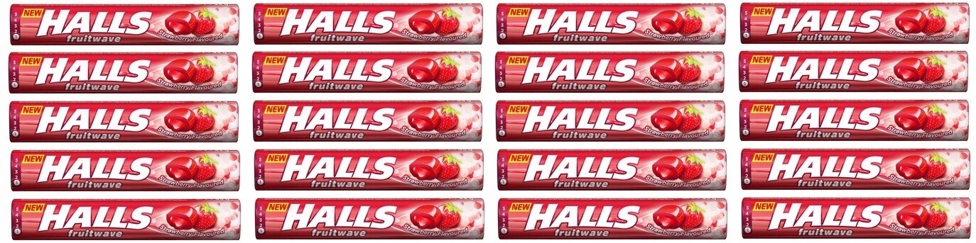 20 x 45 g Halls fruitwave strawberry Karton