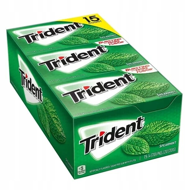 15x Žvýkačka Trident Spearmint 14 ks 27g Usa