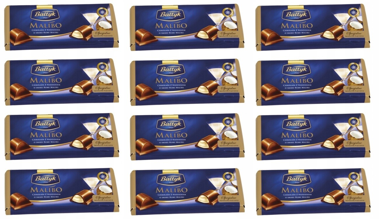 12x 152g Bałtyk Čokoláda plněná Malibo Rum Malibu Karton