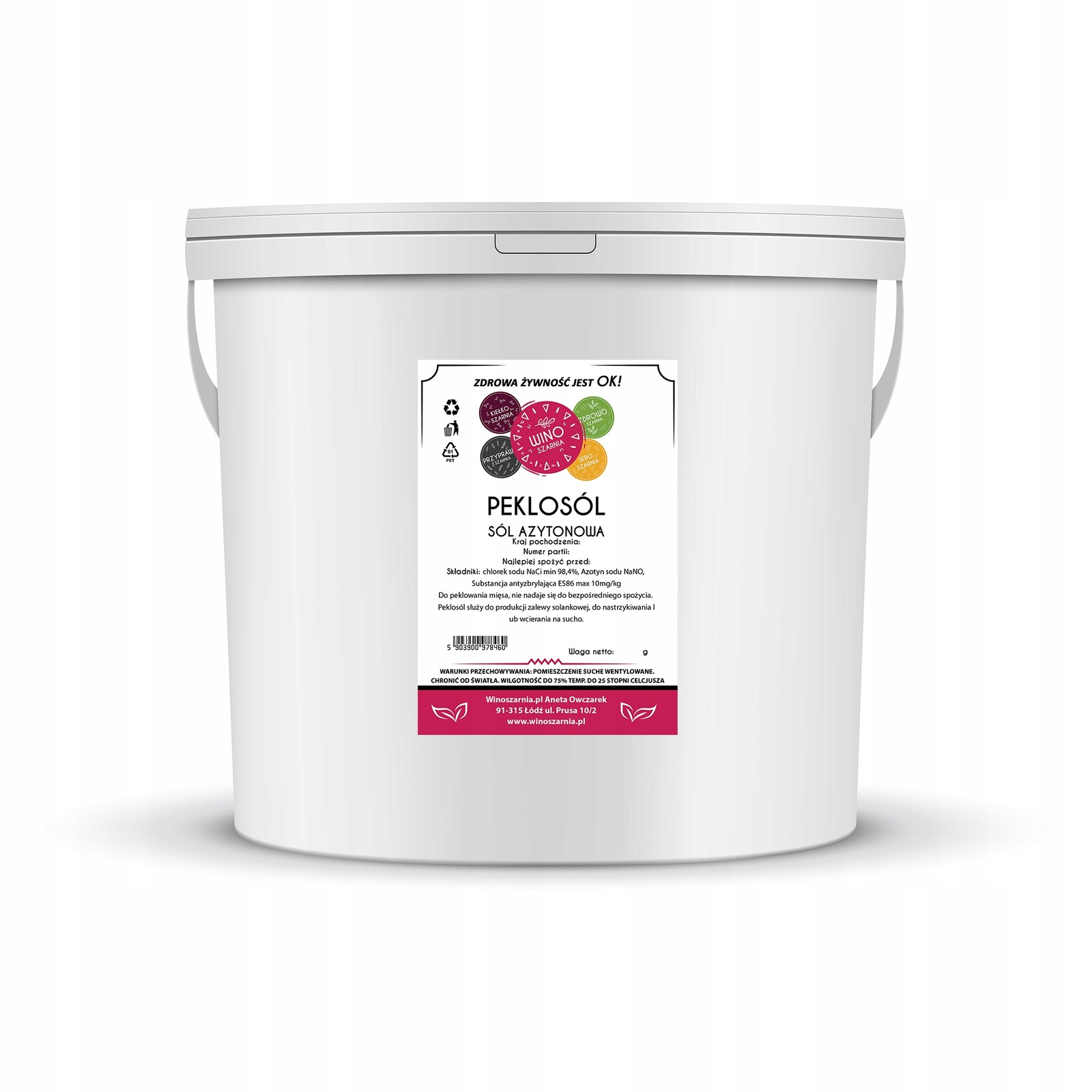 Peklosolová peklovací sůl na maso, plastový kbelík, 5 kg