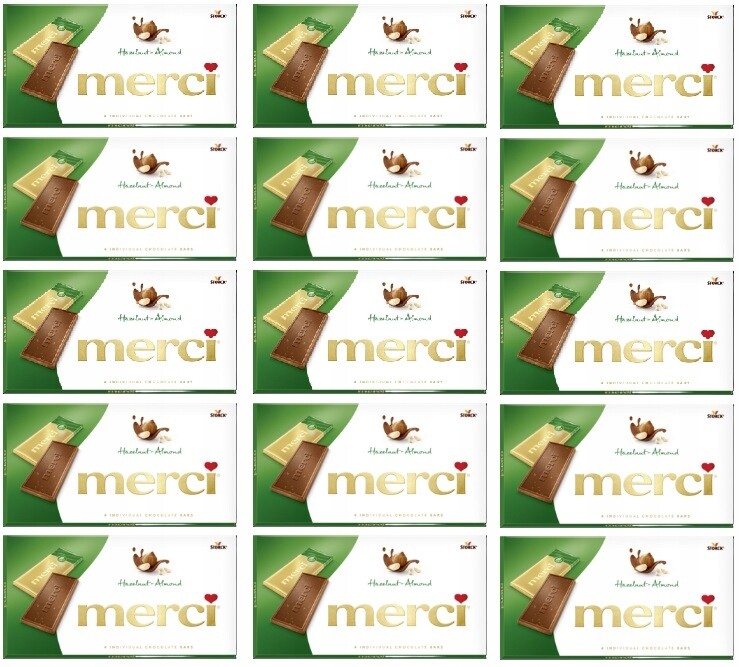 15x 100g Merci Mléčná Čokoláda s ořechy 4 ks Karton