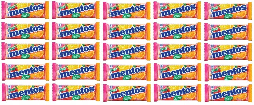 25x 114g Mentos Frutti ovocné bonbóny 3 ks v krabičce