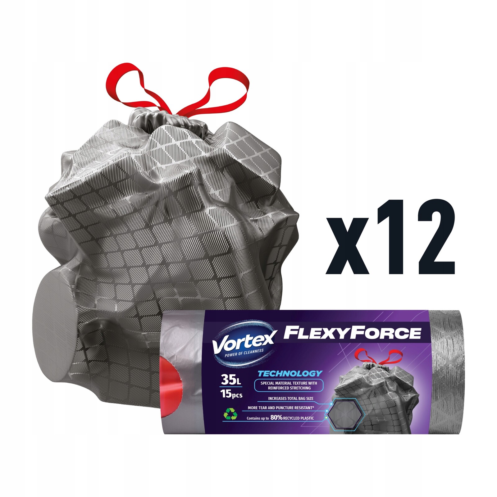 Vortex Pytle na odpadky Hdpe 53x60 cm grafitové 35 l/15 ks (12×15 ks) 180 ks