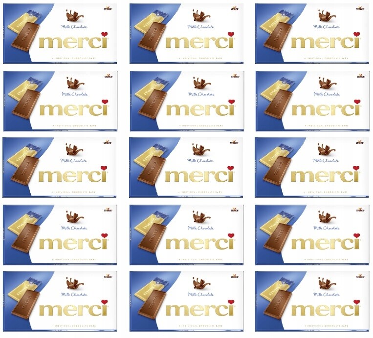 15x 100g Merci Mléčná Čokoláda 4 ks Karton