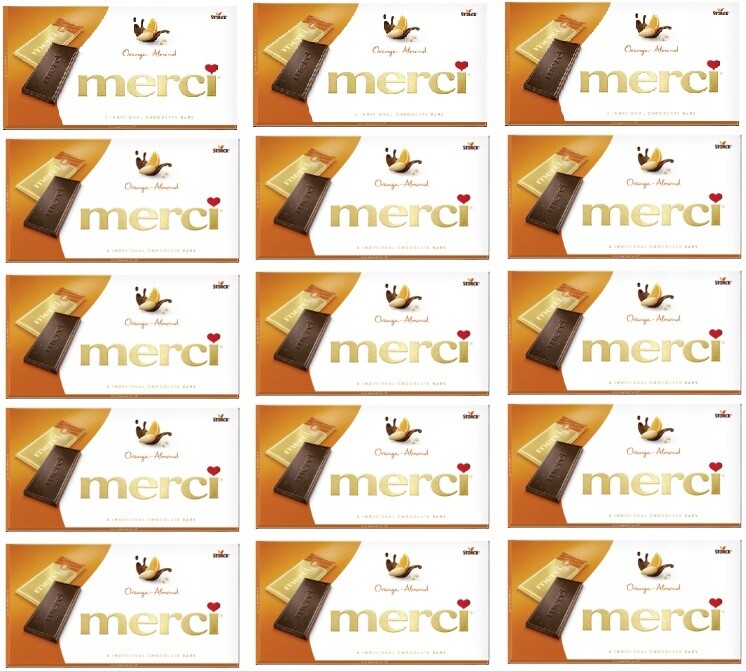 15x 100g Merci Pomerančovo-mandlová Čokoláda 4 ks Karton