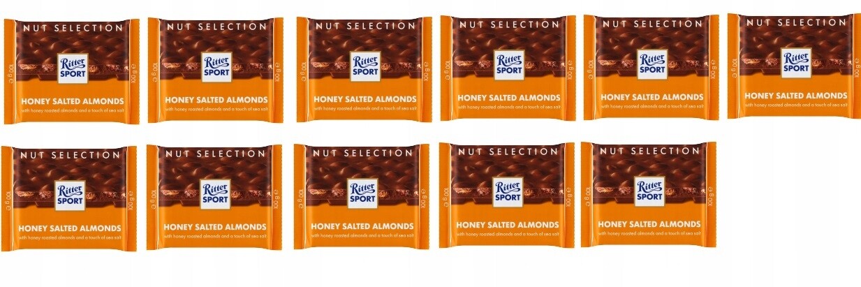 11 x 100 g Ritter Sport čokoláda Honey salted almonds Karton