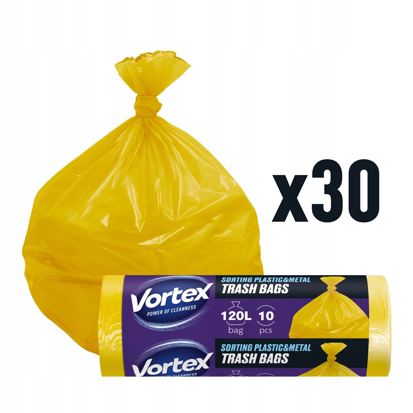 Vortex pytle na odpadky Hdpe 70x110 cm žluté 120 l 10 ks (30× 10 ks) 300 ks