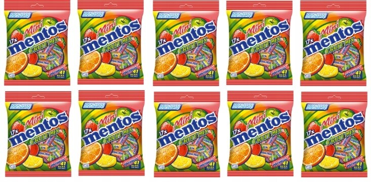 10 x 178,5 g Mentos Mini Fruit mix žvýkací bonbóny sáček Karton
