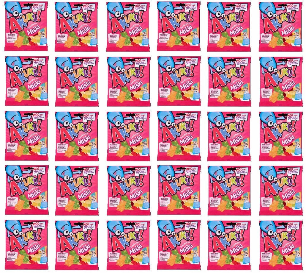 30x 90g Jutrzenka Akuku! Gumoví Medvídci se sníženým obsahem cukrů Karton