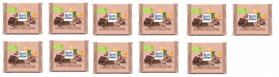 11 x 100 g Ritter Sport Crispy Coffee čokoláda s kávou Karton
