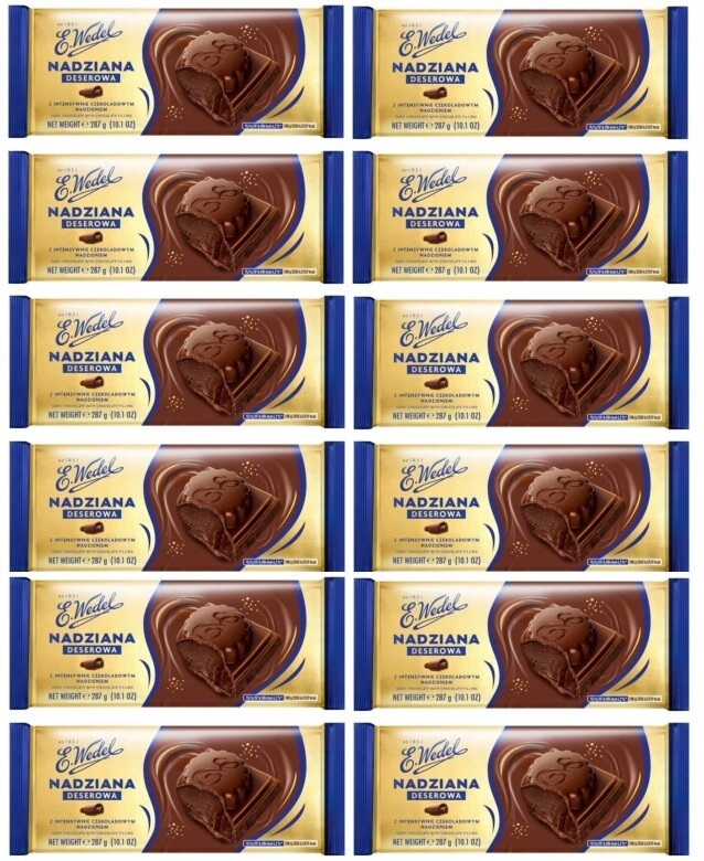 12 x 287 g Wedel čokoláda dezertní s čokoládovou náplní Karton