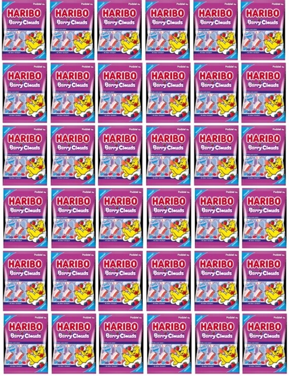 18 x 150 g Haribo Berry Clouds želé bonbony Půlka Kartonu