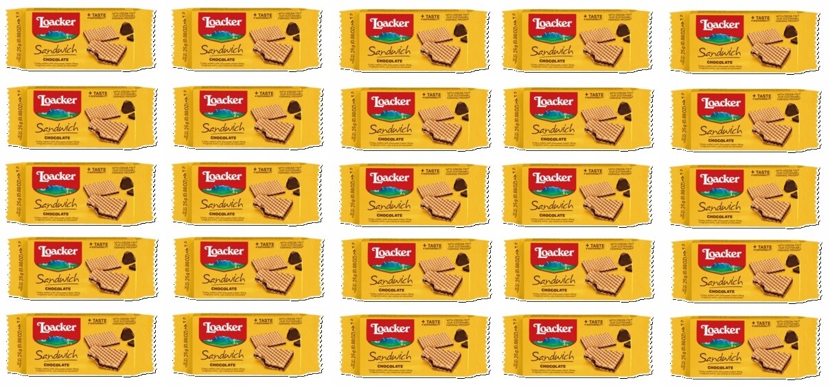 25x 25g Loacker sendvičové čokoládové oplatky Oplatek